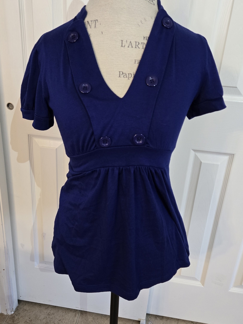 Maurices Deep Blue Button-Detail V-Neck Tunic